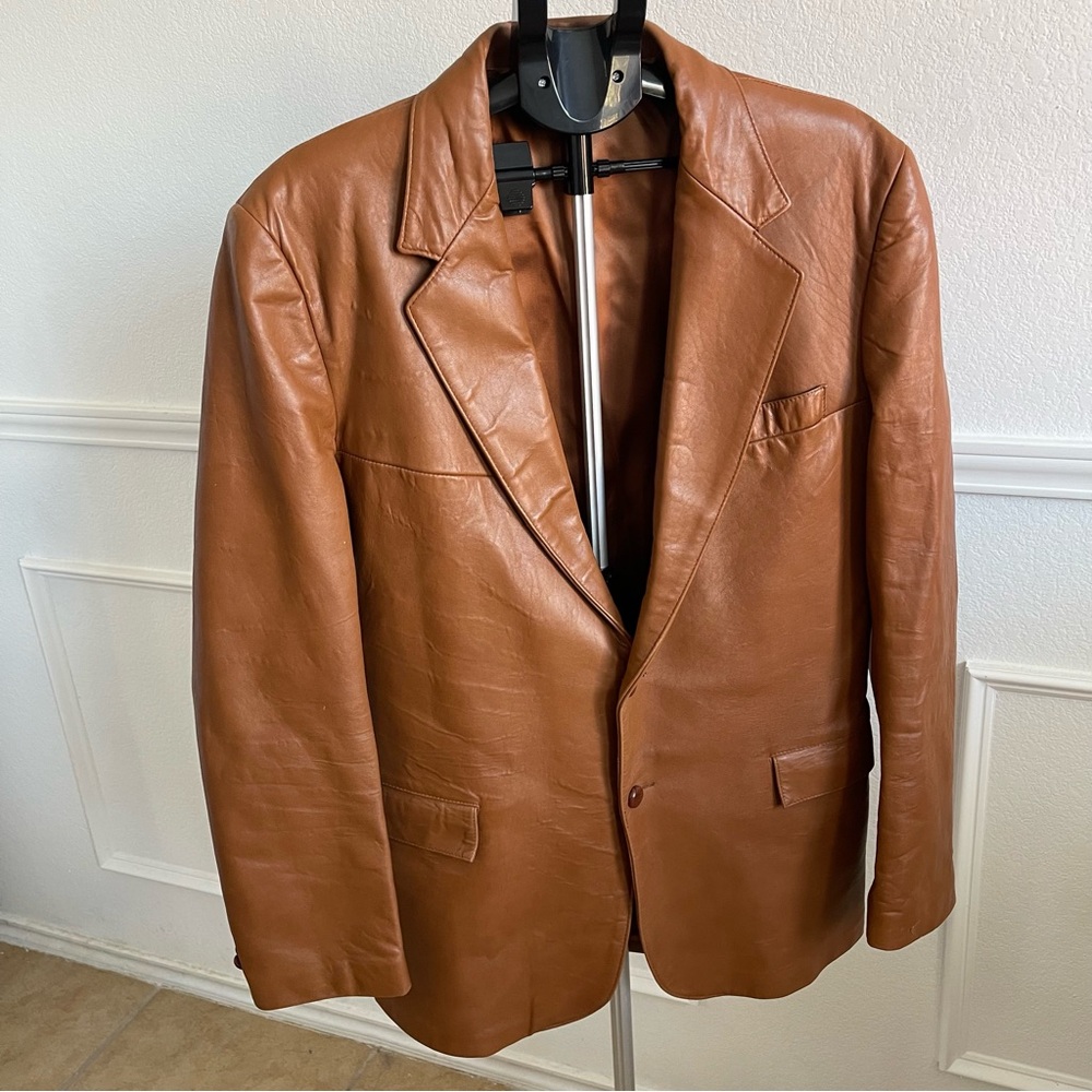Vintage Men's Brown Leather Blazer